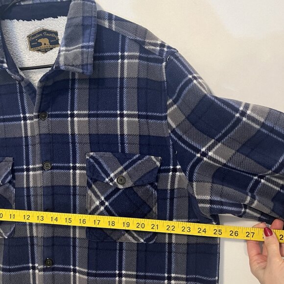 Freedom Foundry Men’s Shacket XL Blue/Gray Plaid Sherpa Lined Fleece Jacket - Picture 5 of 12